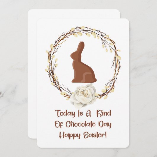 ハッピーイースターチョコレートバニーサンキューカード サンキューカード (正面/裏面)