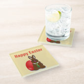 ハッピーイースターチョコレートバニー ガラスコースター (アングル)