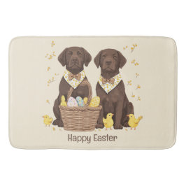 ハッピーイースターチョコレートラブラドールレトリエバードッグ バスマット