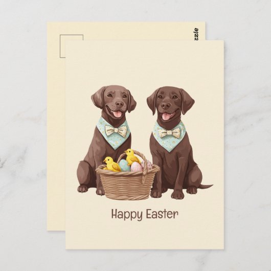 ハッピーイースターチョコレートラブラドールレトリエバードッグ ポストカード (正面/裏面)