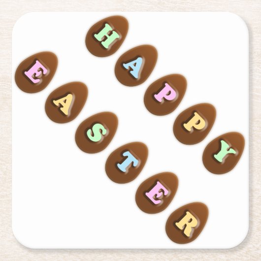 ハッピーイースターチョコレート卵 スクエアペーパーコースター (正面)