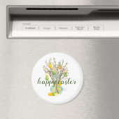 ハッピーイースターツリー、かわいいクラシックラウンドマグネット マグネット (インサイチュ (食洗機))