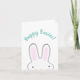 ハッピーイースターティール（緑がかった色）おもしろいバニーカスタムスクリプトかわいい カード
