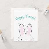 ハッピーイースターティール(緑がかった色)おもしろいバニーカスタムスクリプトかわいい カード (正面/裏面インサイチュ)