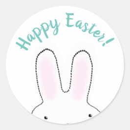 ハッピーイースターティール（緑がかった色）かわいいイースターバニーカスタムスクリプト ラウンドシール