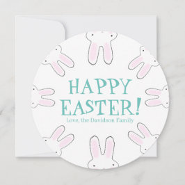 ハッピーイースターティール（緑がかった色）ホワイトカスタムカワイブニーおもしろい シーズンカード