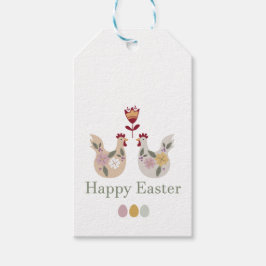 ハッピーイースターテンプレート卵、花、鶏肉 ギフトタグ
