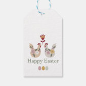 ハッピーイースターテンプレート卵、花、鶏肉 ギフトタグ (裏面)