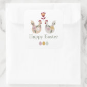 ハッピーイースターテンプレート卵、花、鶏肉 スクエアシール (バッグ)