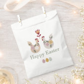 ハッピーイースターテンプレート卵、花、鶏肉 フェイバーバッグ (クリップ留めされた状態)