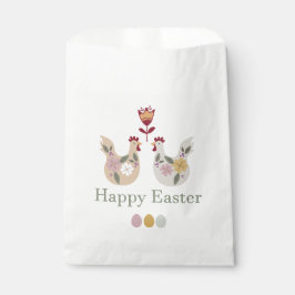 ハッピーイースターテンプレート卵、花、鶏肉 フェイバーバッグ