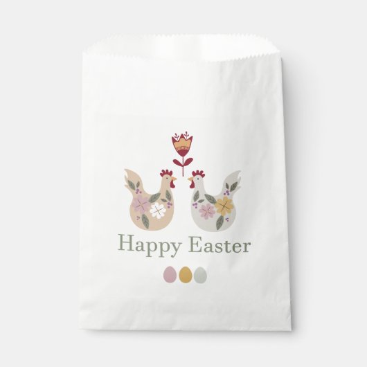 ハッピーイースターテンプレート卵、花、鶏肉 フェイバーバッグ (正面)