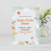 ハッピーイースターディナーかわいい招待状 招待状 (スタンド正面)