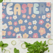 ハッピーイースターデイジーフローラ陽気ユニーク春 キッチンタオル (折り畳み)