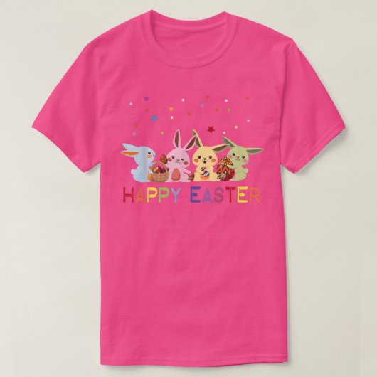 ハッピーイースターデイバニー卵おもしろい男の子女の子 Tシャツ (デザイン正面)