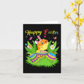 ハッピーイースターデイフグ魚おもしろいイースターバニーエッグ カード (黄色い花)