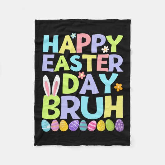 ハッピーイースターデイブルティーンズボーイズキッズイースターエッグ フリースブランケット (正面)