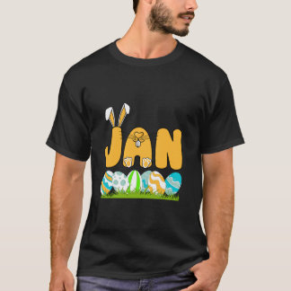 ハッピーイースターデイボーイズパーソナライズされたメンズネームJan Lo Tシャツ