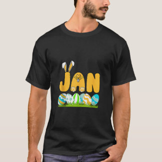 ハッピーイースターデイボーイズパーソナライズされたメンズネームJan Ta Tシャツ