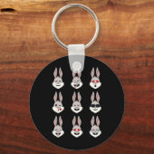 ハッピーイースターデイラビット顔感情おもしろいボーイズギル キーホルダー (裏面)