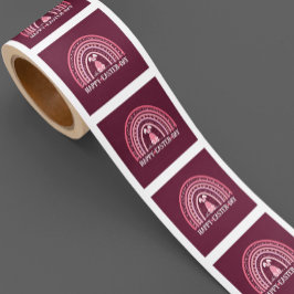 ハッピーイースターデイレインボーキュートバニーデザイン スクエアシール