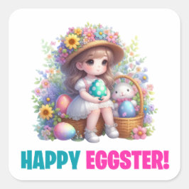 ハッピーイースターデイ – かわいいベビー スクエアシール