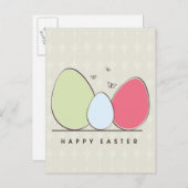 ハッピーイースターデザイン(卵カラフル付) シーズンポストカード (正面/裏面)