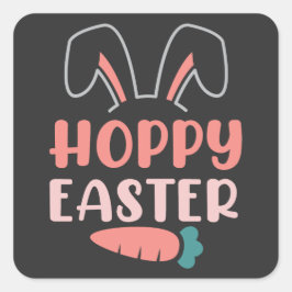 ハッピーイースターデーおもしろいバニーカワイイ スクエアシール