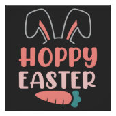 ハッピーイースターデーおもしろいバニーカワイイ ポスター (正面)