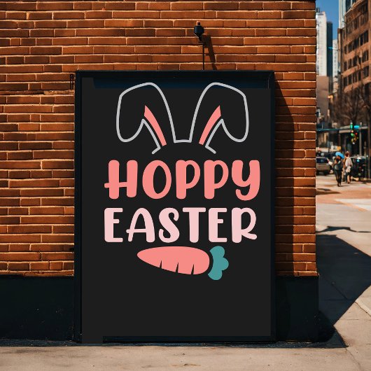 ハッピーイースターデーおもしろいバニーカワイイ ポスター