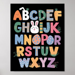 ハッピーイースターデーかわいいバニーとスタッド用Abcs ポスター