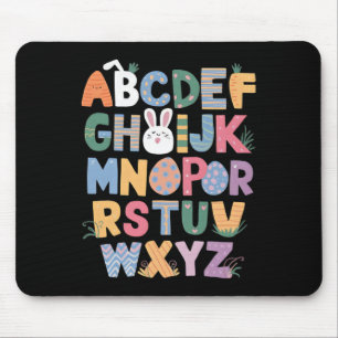 ハッピーイースターデーかわいいバニーとスタッド用Abcs マウスパッド
