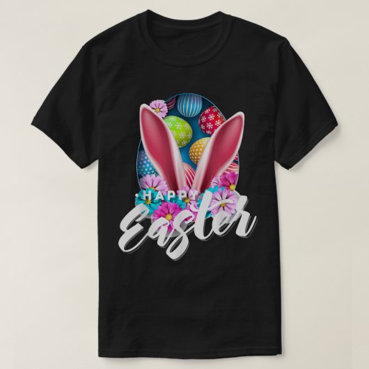 ハッピーイースターデー2022バニーハグイースターエッグおもしろいス  Tシャツ (デザイン正面)