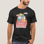 ハッピーイースタートラックイースターバニー格言イースターエッグH Tシャツ (正面)