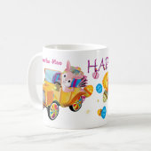 ハッピーイースタートラックウサギと卵パーソナライズされた コーヒーマグカップ (正面左)