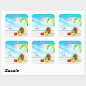 ハッピーイースタートロピカル海ビーチコースタルホリデイ スクエアシール (シート)