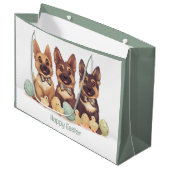 ハッピーイースタードイツの羊飼い犬 ラージペーパーバッグ (正面アングル)