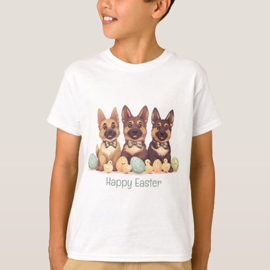 ハッピーイースタードイツの羊飼い犬 Tシャツ (正面)