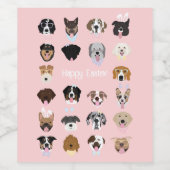 ハッピーイースタードッグ顔パターン ワインラベル (シングルラベル)