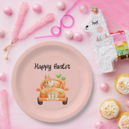 ハッピーイースタードライバーのバニーをピンクに ペーパープレート