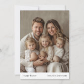 ハッピーイースターニュートラルファミリーフォト&名前 招待状 (正面)