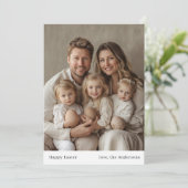 ハッピーイースターニュートラルファミリーフォト&名前 招待状 (スタンド正面)