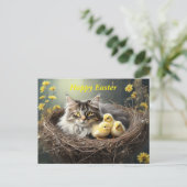 ハッピーイースターネコと雛 ポストカード (スタンド正面)