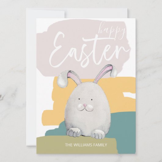 ハッピーイースターハッピーバニーウォーターカラーホリデーカード シーズンカード (正面)