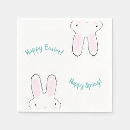 ハッピーイースターハッピー春かわいいおもしろいバニー スタンダードカクテルナプキン