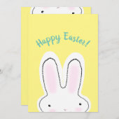 ハッピーイースターハッピー春イエローキュートバニーおもしろい シーズンカード (正面/裏面)