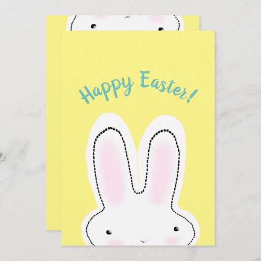 ハッピーイースターハッピー春イエローキュートバニーおもしろい シーズンカード (正面/裏面)