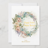 ハッピーイースターハッピー春イエローフローラリース シーズンカード (正面)