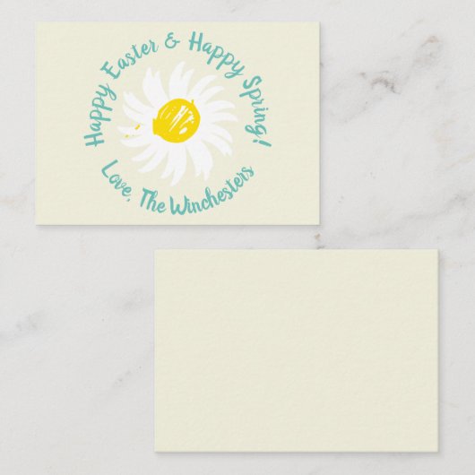 ハッピーイースターハッピー春カスタムスクリプトかわいいデイジー ノートカード (正面/裏面)