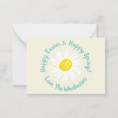 ハッピーイースターハッピー春カスタムスクリプトかわいいデイジー ノートカード (正面)